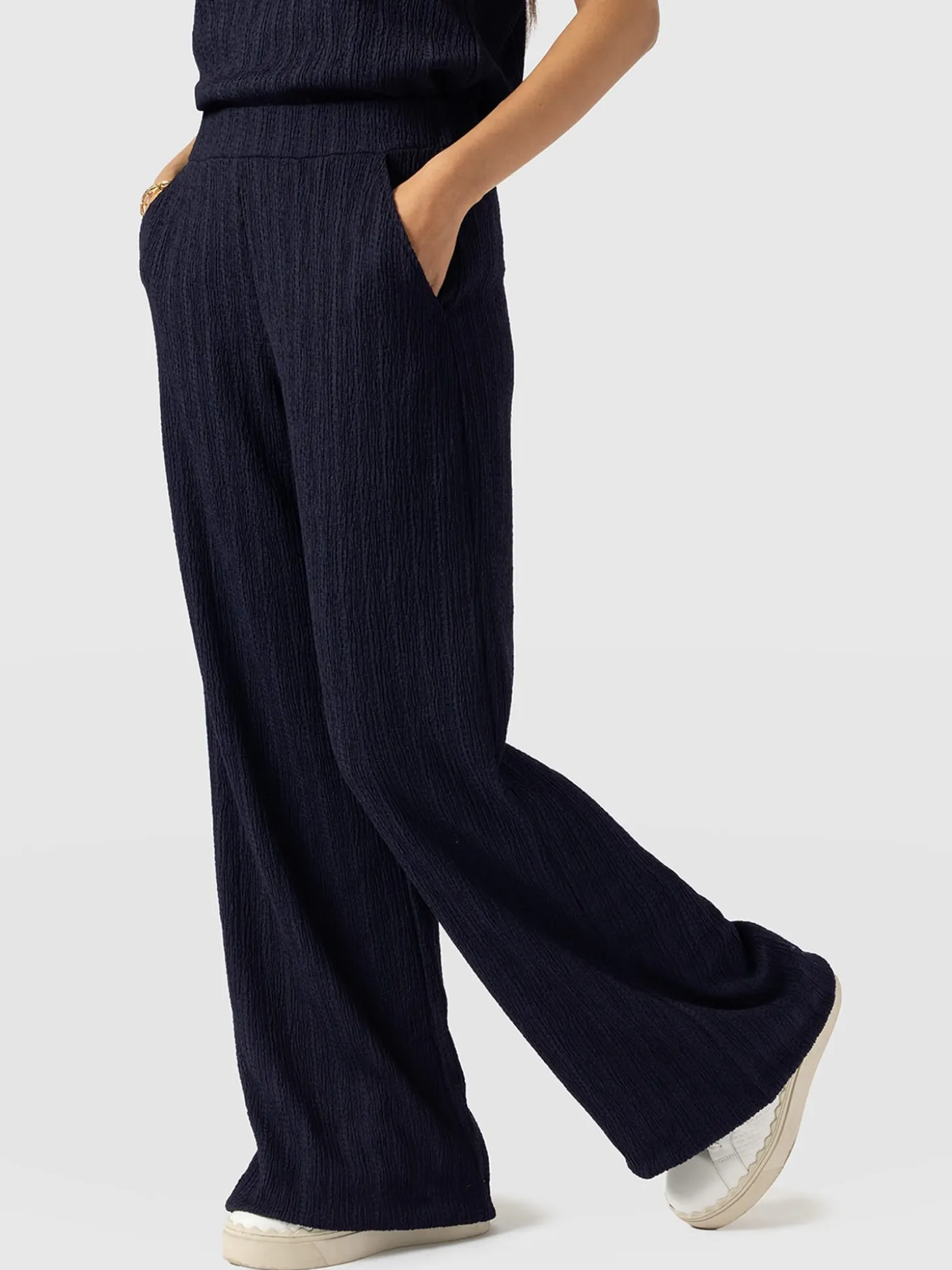 Hoxton Straight Leg Pant - Navy Textured