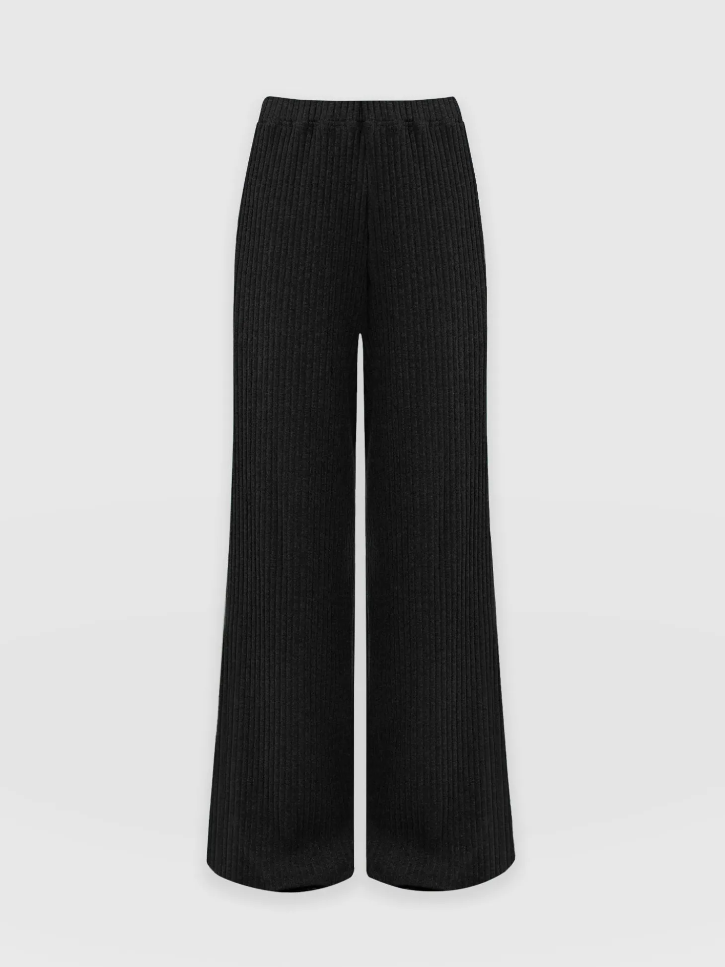 Hoxton Wide Leg Pant - Black Rib
