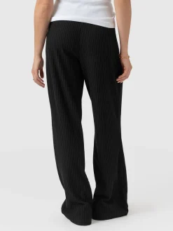 Hoxton Wide Leg Pant - Black Rib