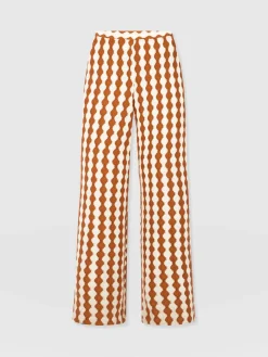 Hoxton Wide Leg Pant - Brown/Cream