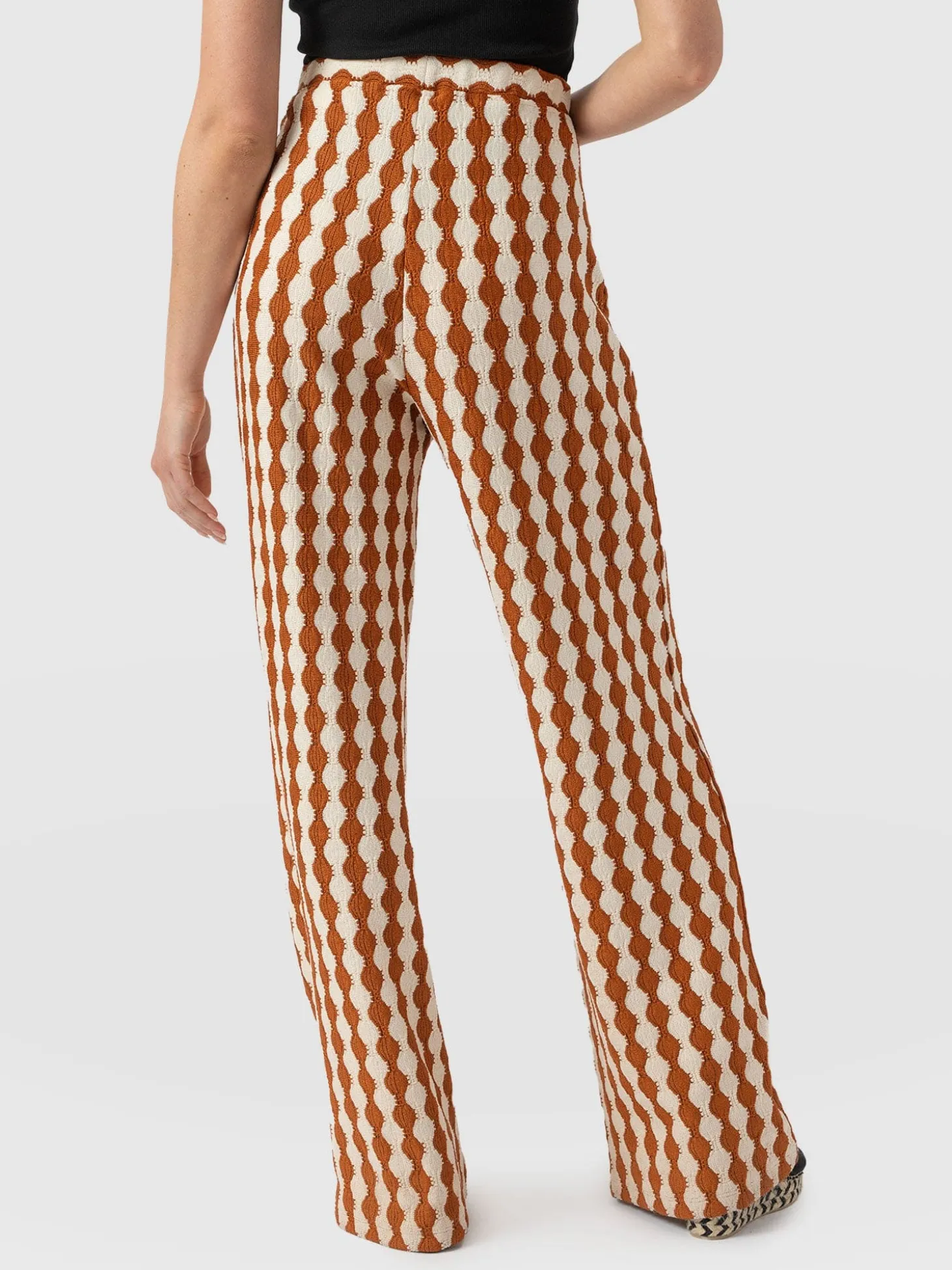 Hoxton Wide Leg Pant - Brown/Cream
