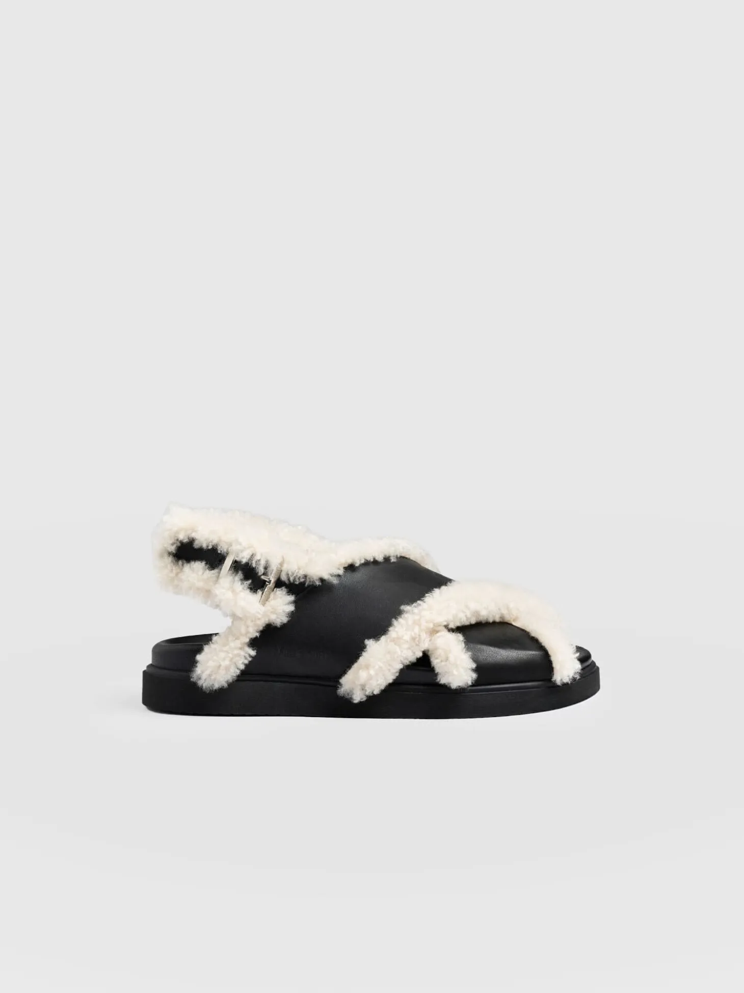 Isla Shearling Sandal - Black