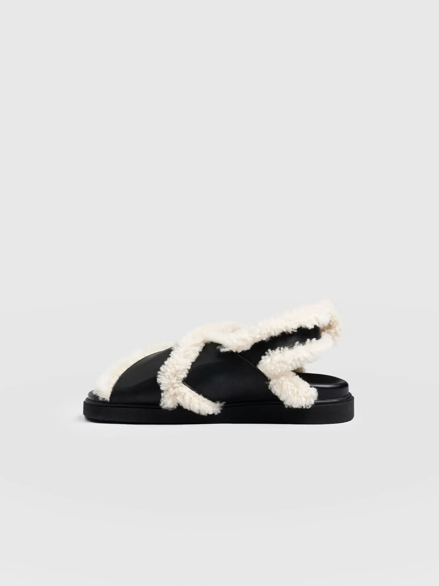 Isla Shearling Sandal - Black