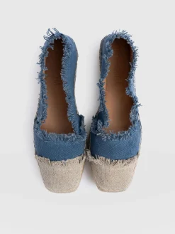 Ivy Frayed Espadrille Pumps - Blue