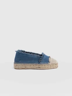 Ivy Frayed Espadrille Pumps - Blue