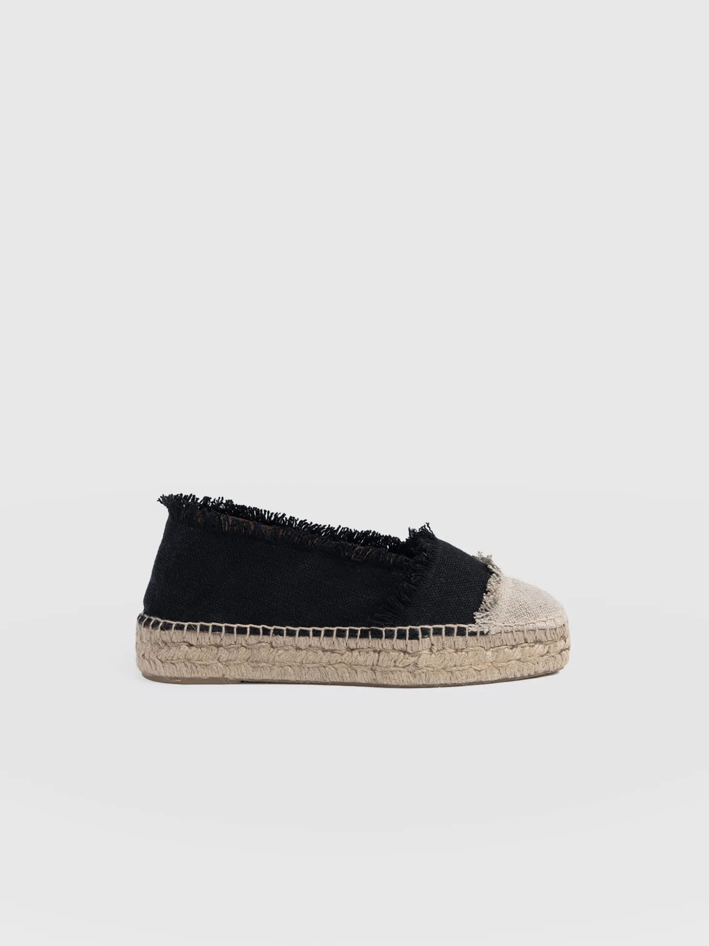 Ivy Frayed Espadrille Pumps - Black