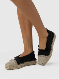 Ivy Frayed Espadrille Pumps - Black