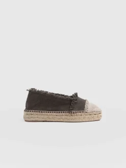 Ivy Frayed Espadrille Pumps - Khaki