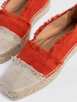 Ivy Frayed Espadrille Pumps - Orange