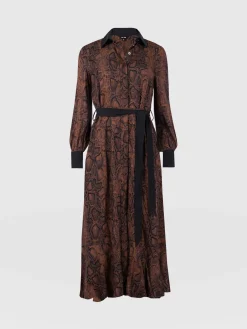 Jacqueline Shirt Dress - Brown Snake