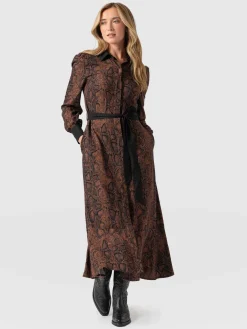 Jacqueline Shirt Dress - Brown Snake