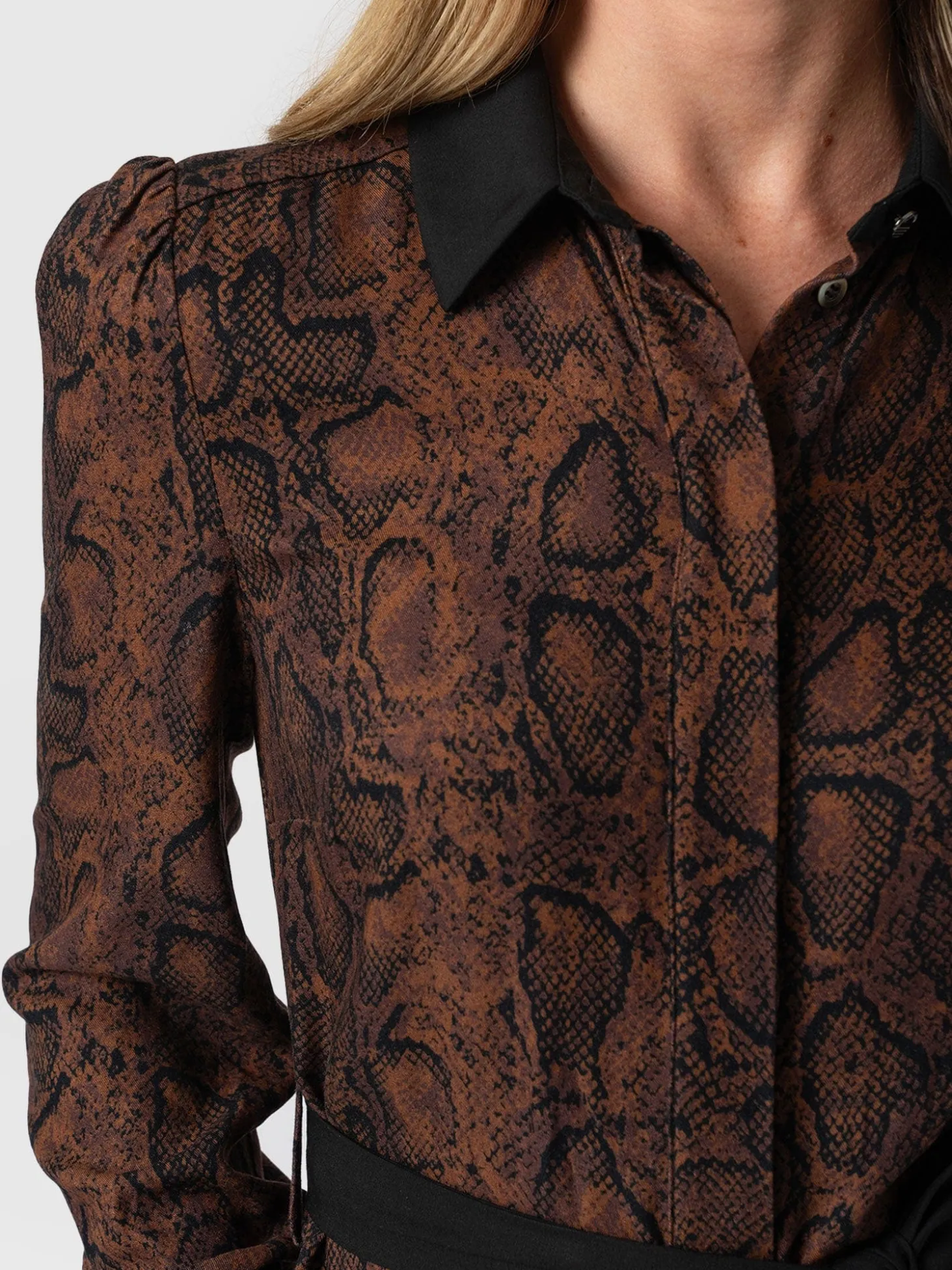 Jacqueline Shirt Dress - Brown Snake