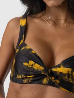 Jesse Twist Front Bikini Top - Yellow Fade Floral