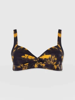 Jesse Twist Front Bikini Top - Yellow Fade Floral