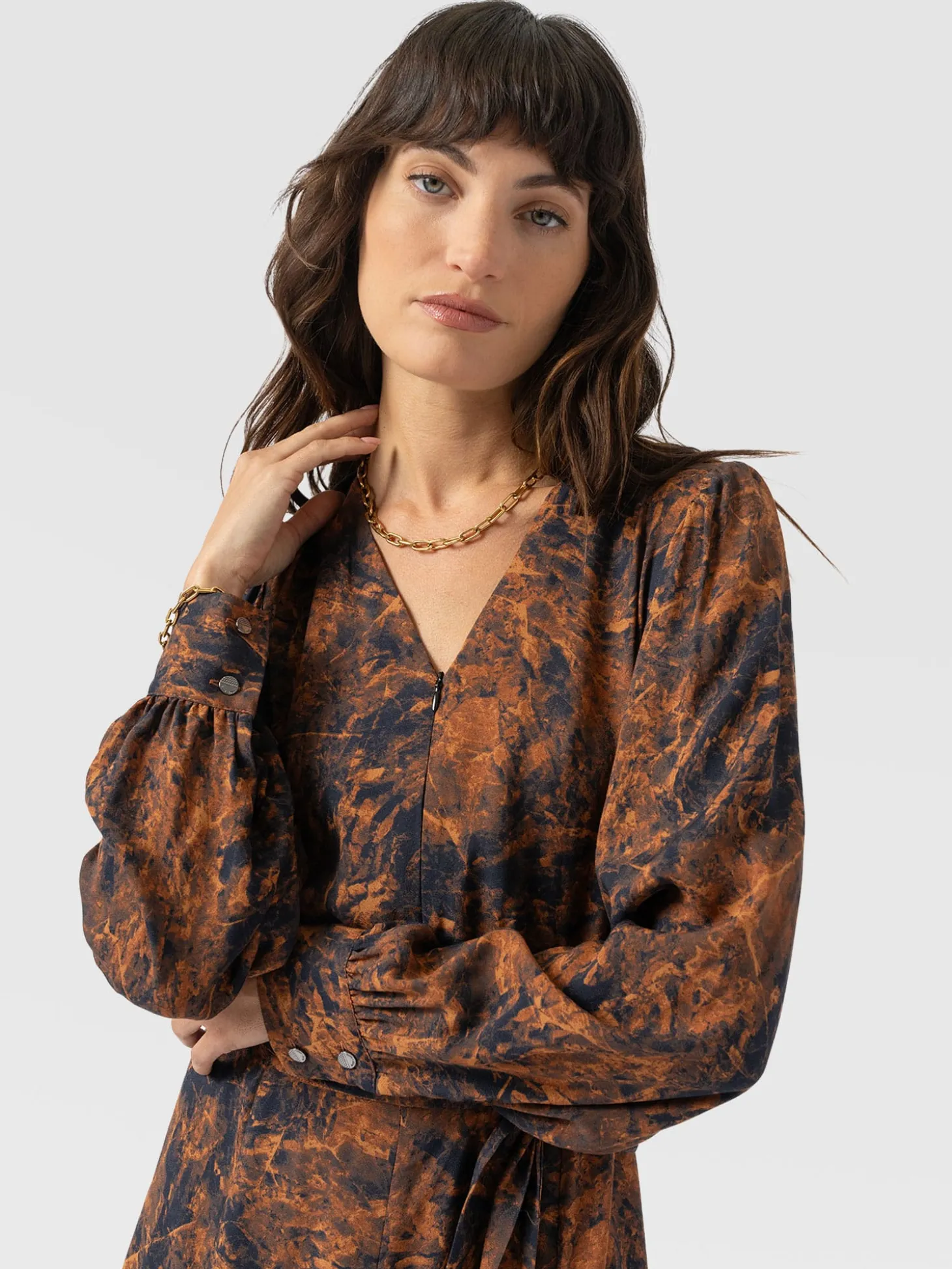 Joselyn Mini Dress - Brown Marble
