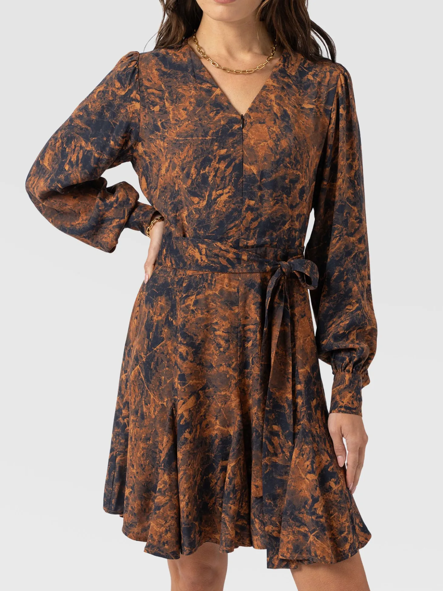 Joselyn Mini Dress - Brown Marble