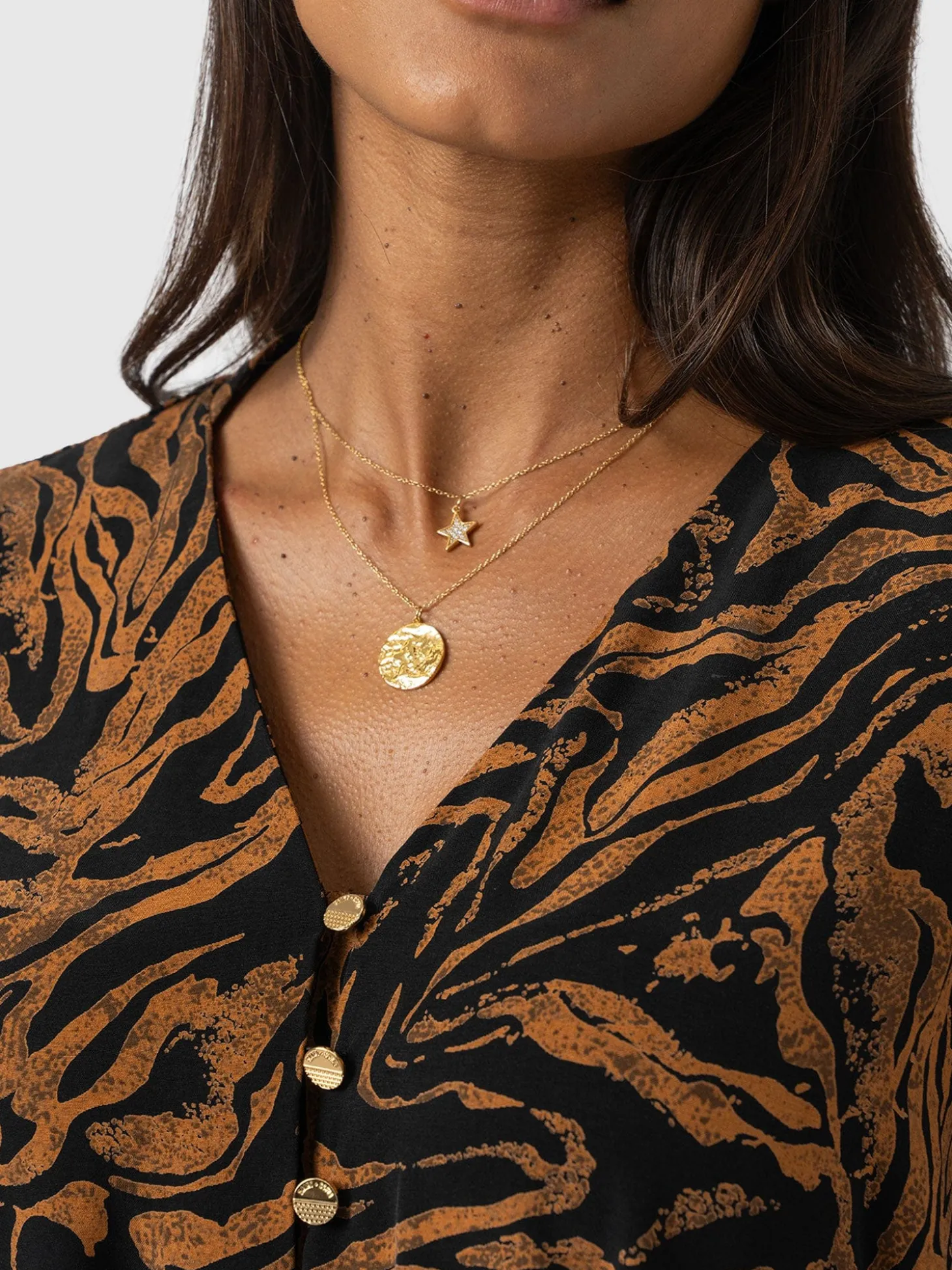 Joselyn V Neck Blouse - Brown Zebra
