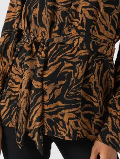 Joselyn V Neck Blouse - Brown Zebra