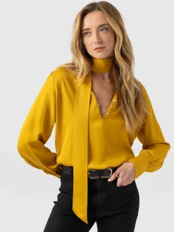 Joselyn V Neck Blouse - Golden Yellow