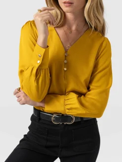 Joselyn V Neck Blouse - Golden Yellow