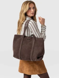 Kara Shopper Bag - Brown Suede