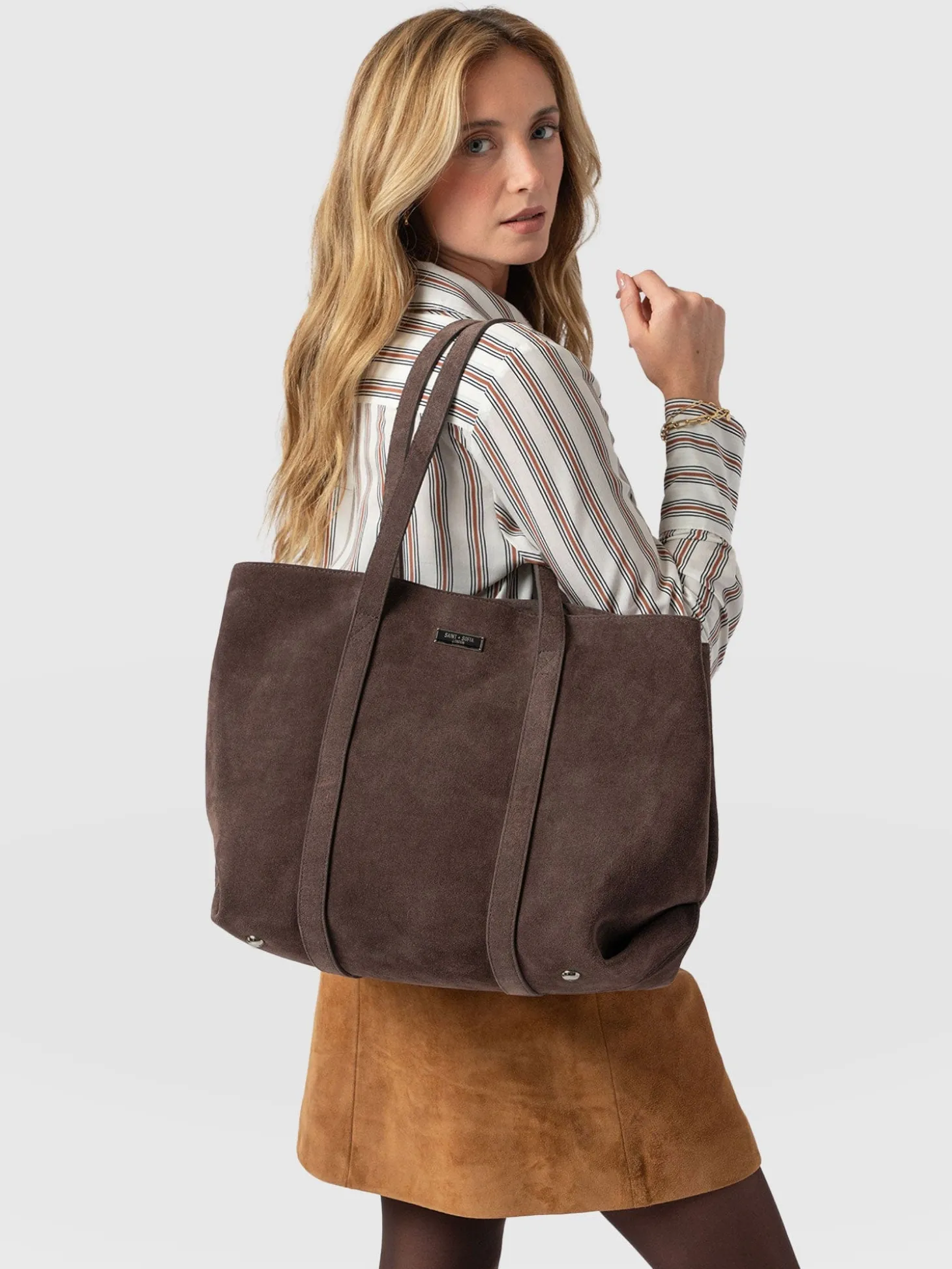 Kara Shopper Bag - Brown Suede