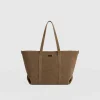 Kara Shopper Bag - Khaki Suede