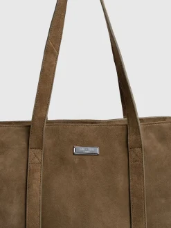 Kara Shopper Bag - Khaki Suede
