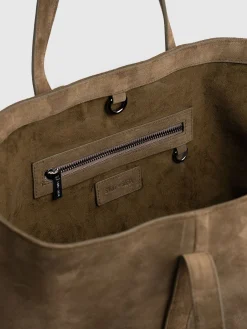 Kara Shopper Bag - Khaki Suede