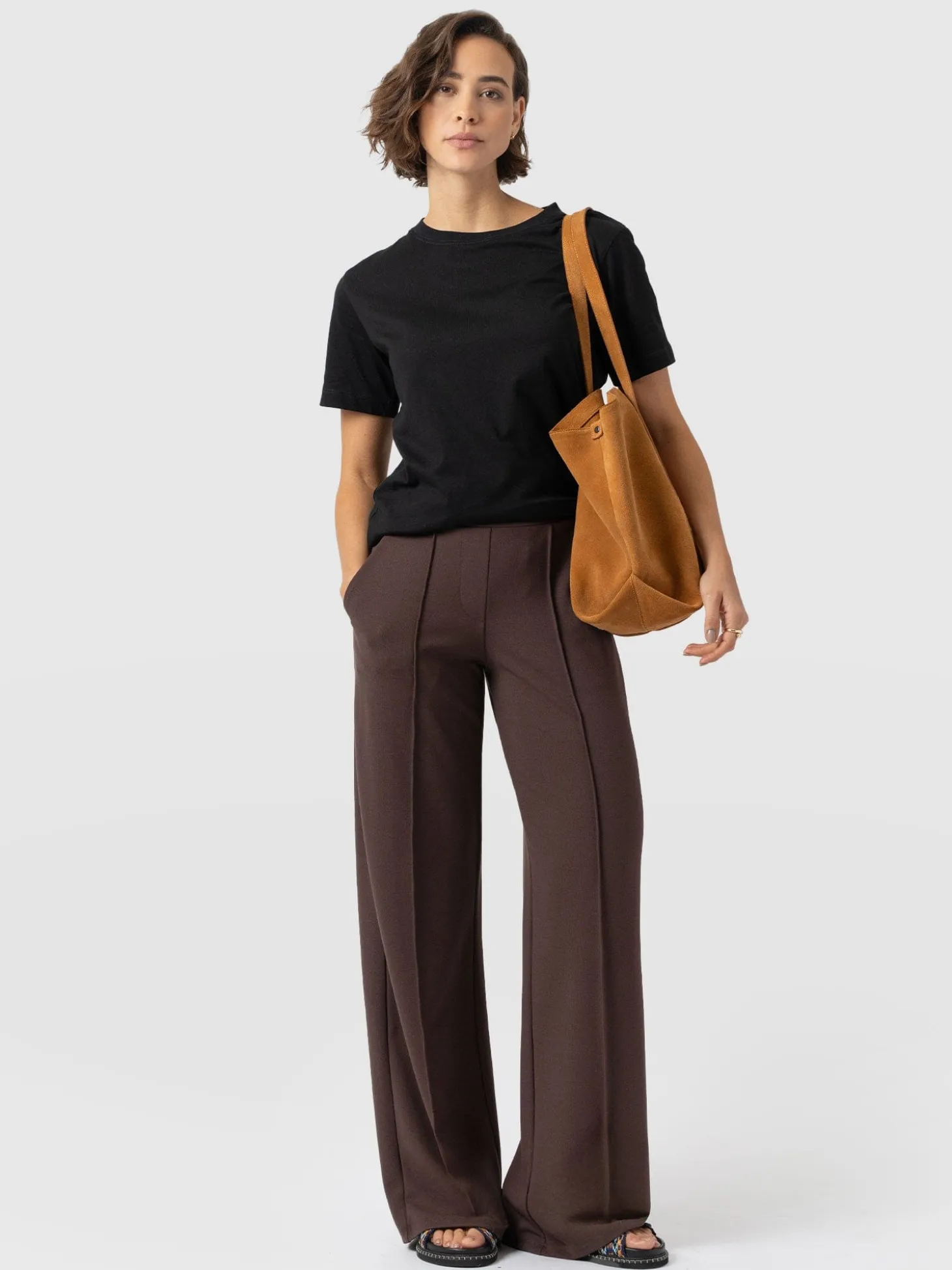 Keller Wide Leg Pant - Brown