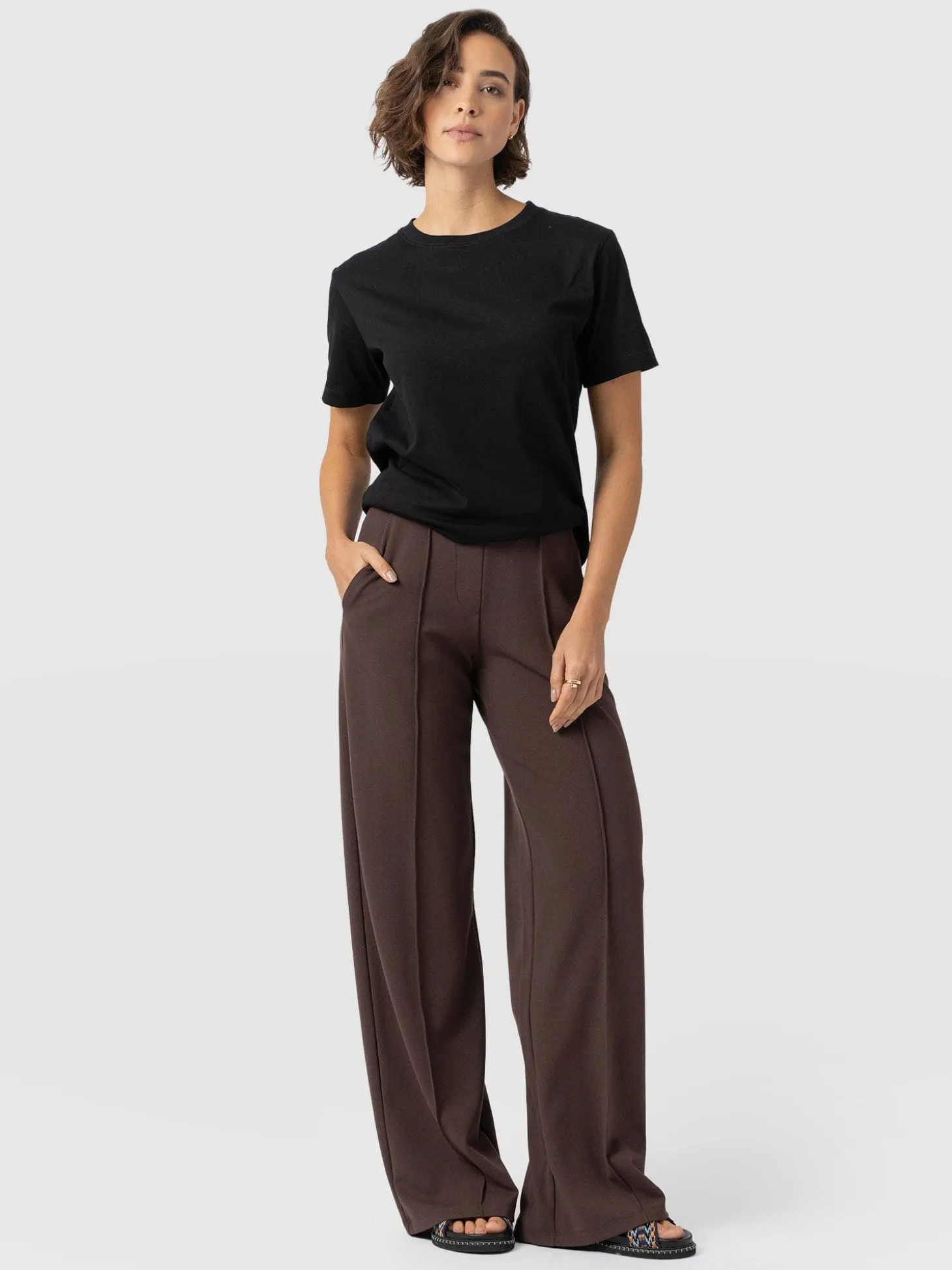 Keller Wide Leg Pant - Brown