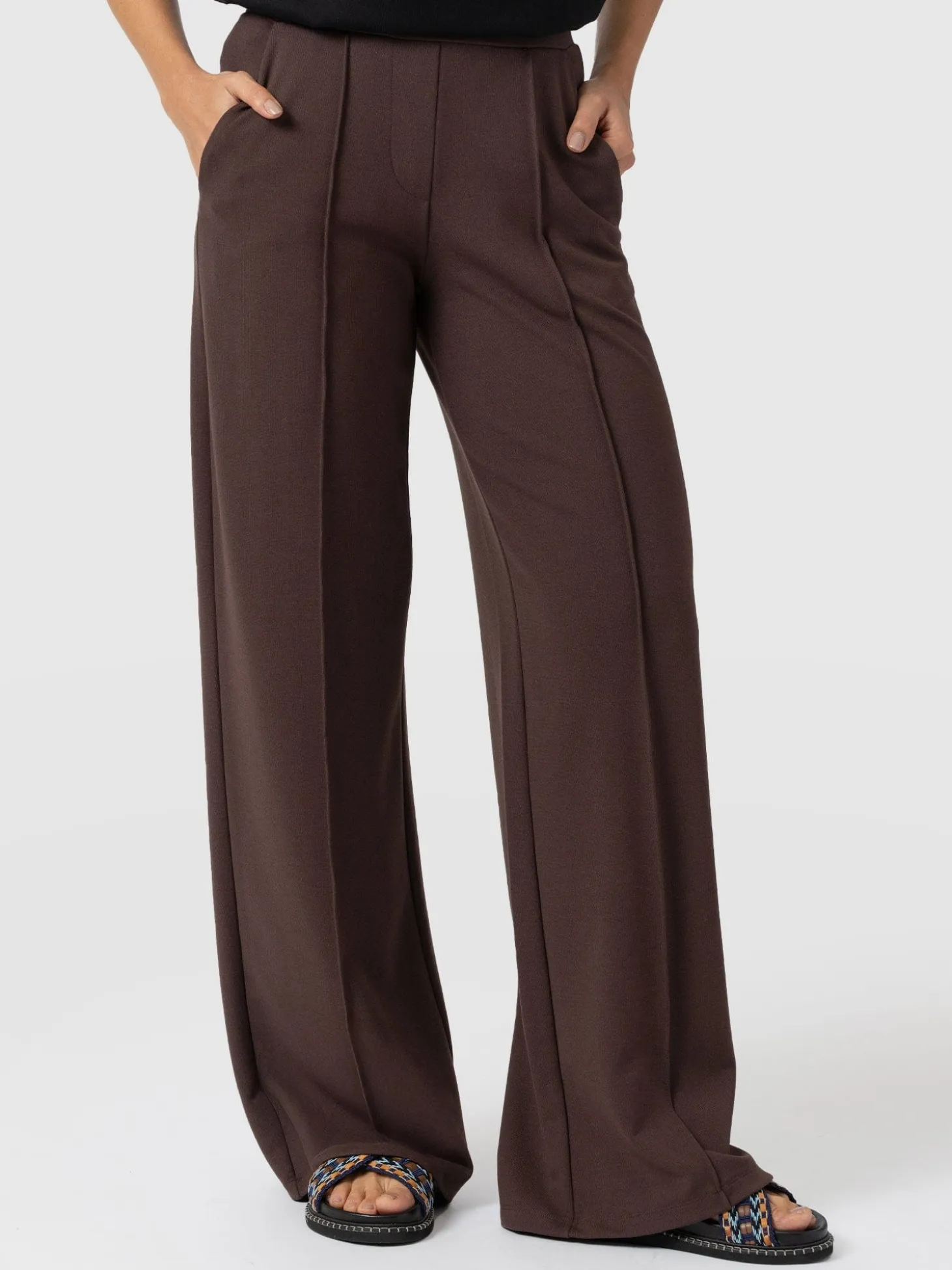 Keller Wide Leg Pant - Brown