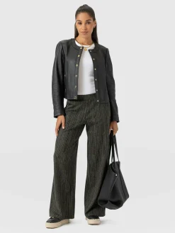 Keller Wide Leg Pant - Green Texture