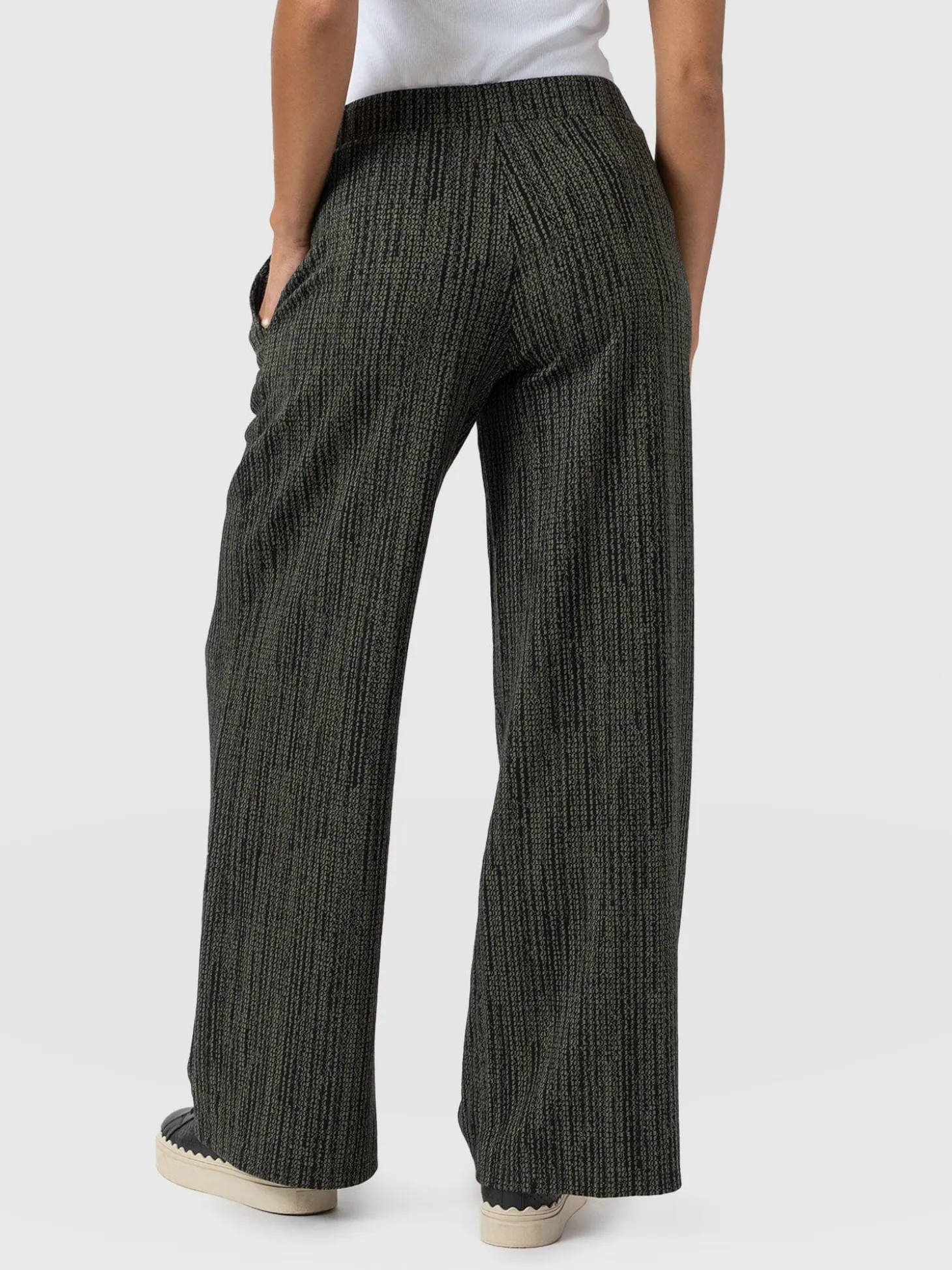 Keller Wide Leg Pant - Green Texture