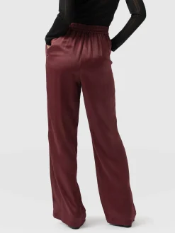 Langley Wide Leg Pant - Maroon