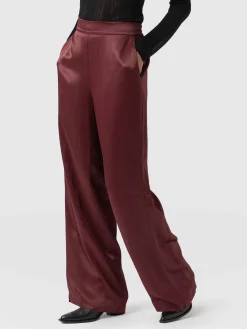 Langley Wide Leg Pant - Maroon