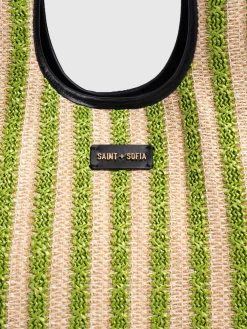 Large Stella Shoulder Tote Bag - Green Raffia