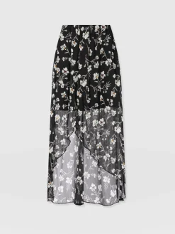 Lexi High Low Skirt - Black Spring Floral