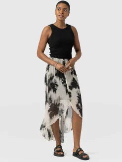 Lexi High Low Skirt - White Fade Floral