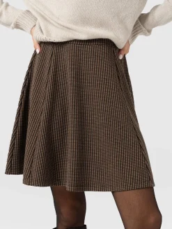 Macie Mini Skirt - Brown Mini Houndstooth