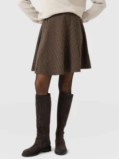 Macie Mini Skirt - Brown Mini Houndstooth