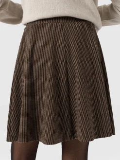 Macie Mini Skirt - Brown Mini Houndstooth