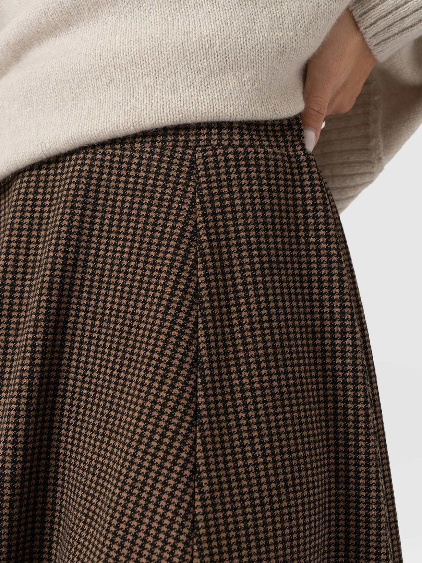 Macie Mini Skirt - Brown Mini Houndstooth