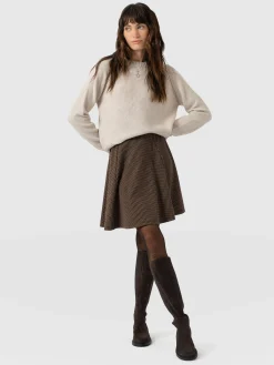 Macie Mini Skirt - Brown Mini Houndstooth