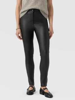 Maeva Skinny Pant - Black Coated