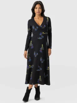 Maggie Wrap Midi Dress - Blue Lily Gardens