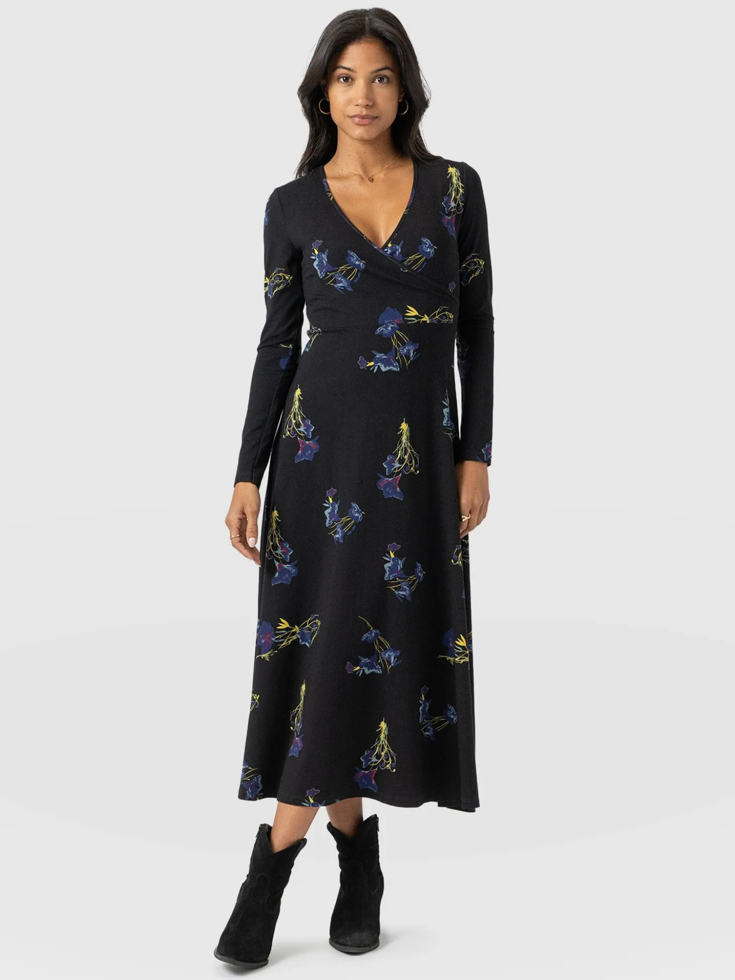 Maggie Wrap Midi Dress - Blue Lily Gardens