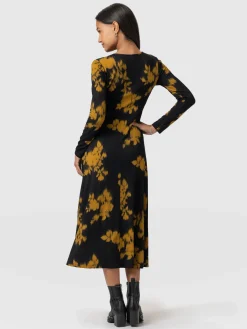 Maggie Wrap Midi Dress - Yellow Fade Floral