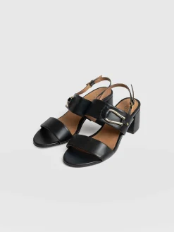 Maida Block Heeled Mules - Black