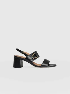 Maida Block Heeled Mules - Black